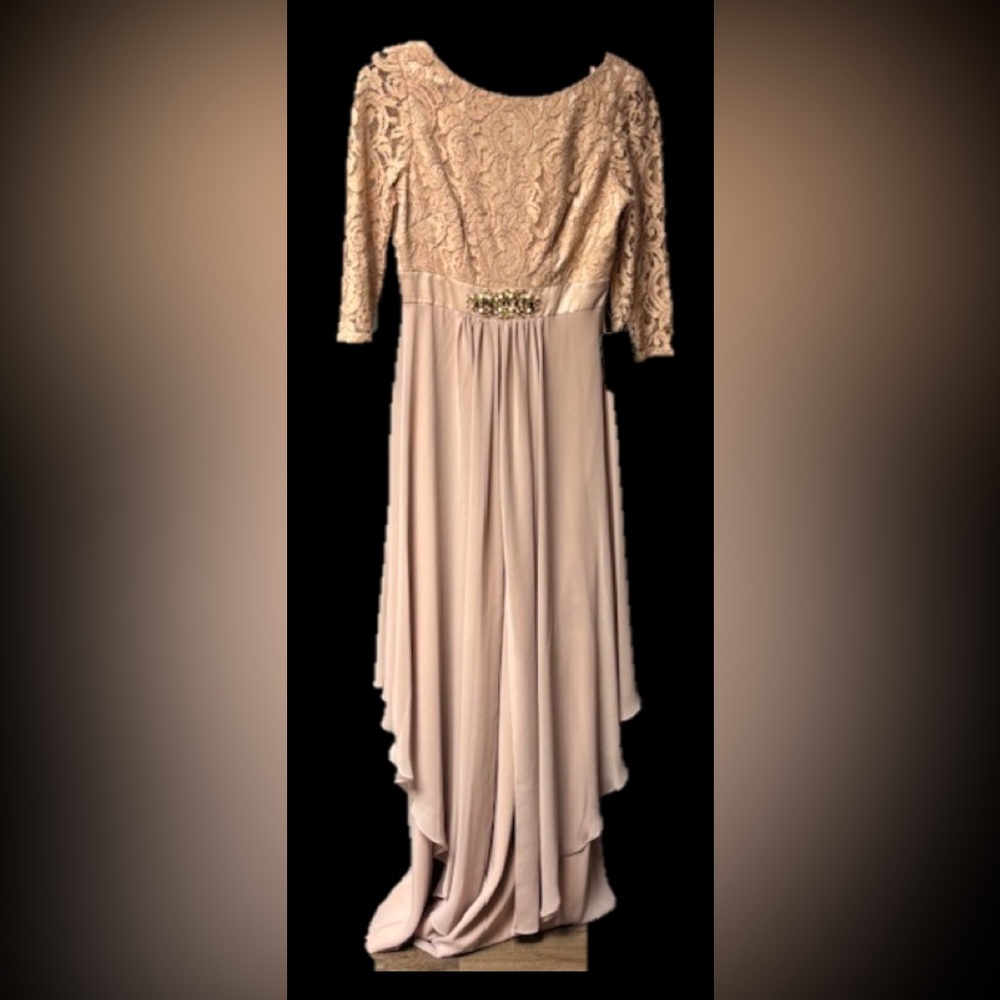Eliza J Lace and Satin Dress in Blush